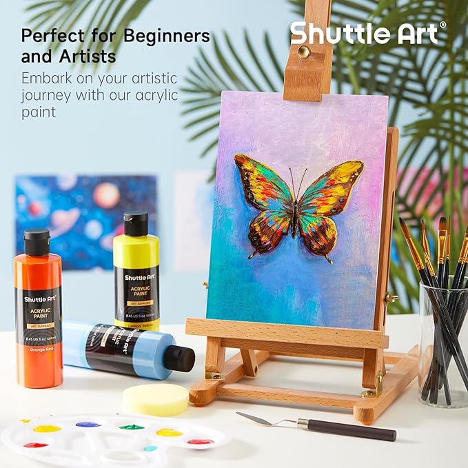 Shuttle Art Acrylic Paint, 24 Colors Acrylic Paint Bottle Set, 250ml/8.45oz Each - Image 5