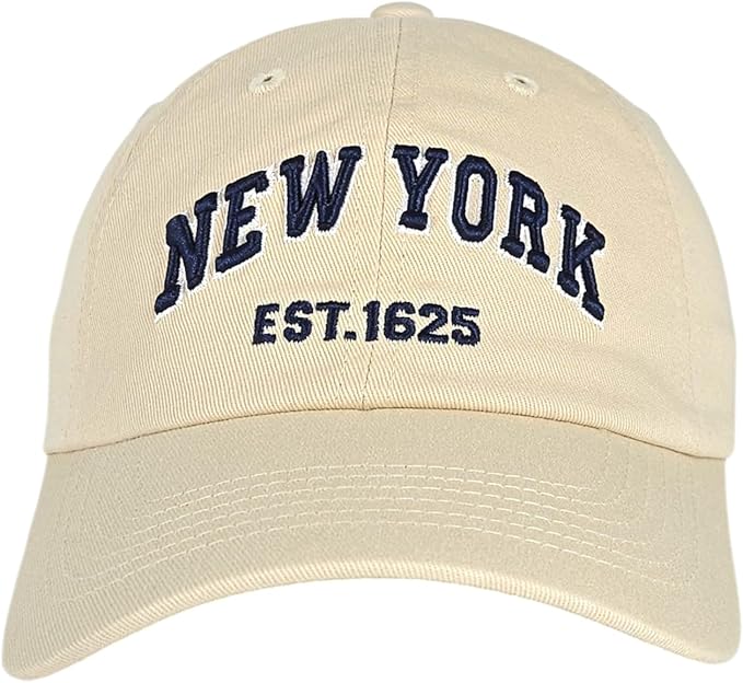 Elidan NY Dad Hat New York EST.1625 Cotton Cap, Adjust Buckle Strap, Unstructured Low-Profile NY Baseball Cap for Men & Women