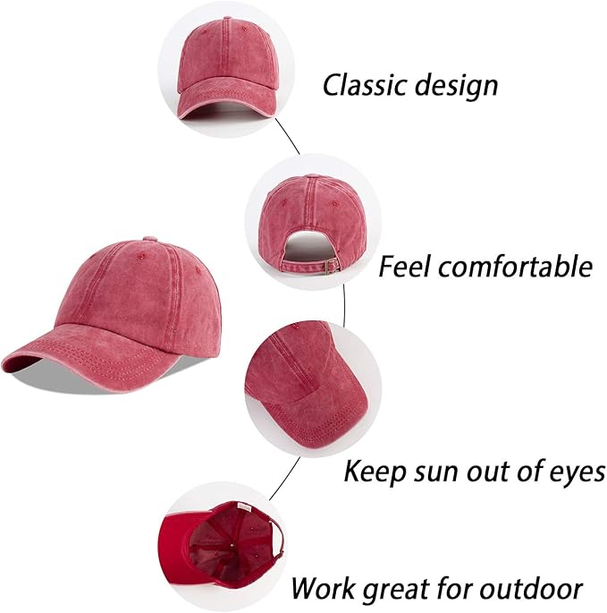 LANGZHEN Unisex Baseball Cap 100% Cotton Fits Men Women Washed Denim Adjustable Dad Hat