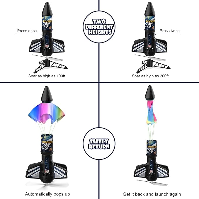 Rocket Launcher for Kids, Self Launching Motorized Air Rocket Toy, Outdoor Toys - Image 6
