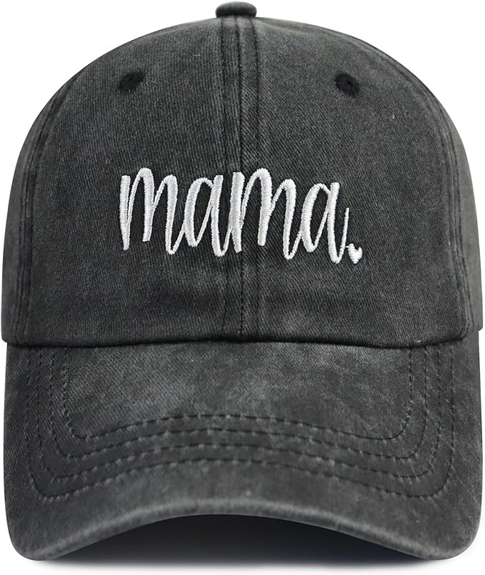 SHANVANKE Funny Mama Hat for Women, Adjustable Washed Cotton Embroidered Mom Baseball Cap