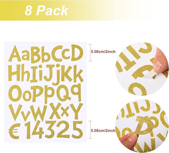 TaoBary 544 Pcs 2 Inch 16 Sheets Large Letter Stickers, Upper and Lower Case - Image 2