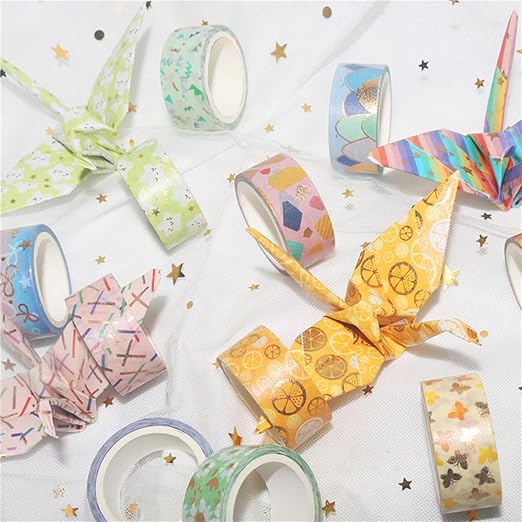 Candy Color Washi Tape Set 12 Rolls Bronzing Decorative Holiday Arts and Craft - Image 4