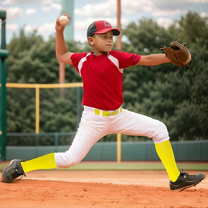 Dxhycc Youth Baseball Socks and Belt Combo Set Softball Baseball Socks and Elastic Waist Belt for Youth Boys Girls