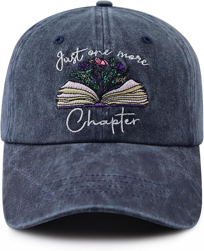 Just One More Chapter Hat for Men Women, Funny Adjustable Cotton Embroidered Book Lover Bookish Baseball Cap