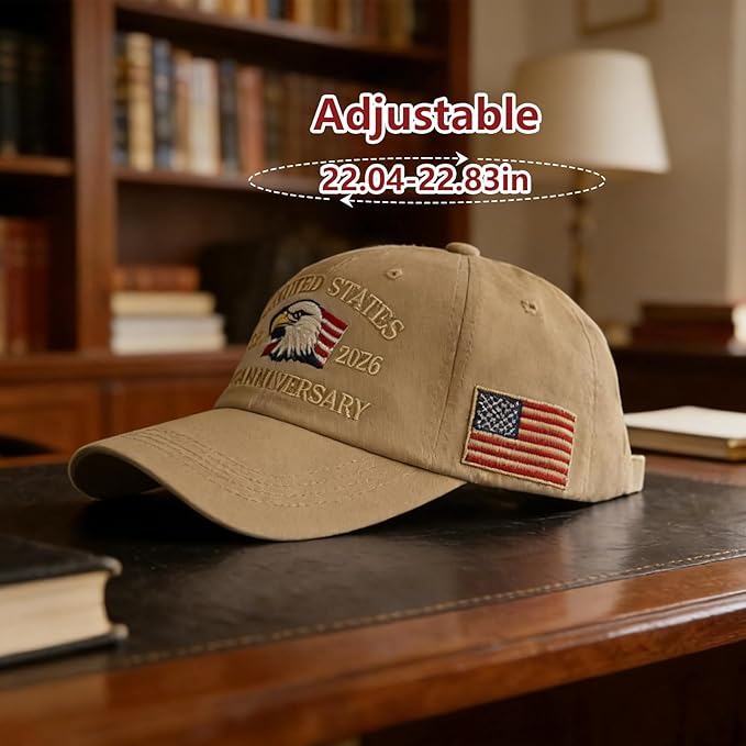 U.S.A 250th Anniversary Embroidered Baseball Cap Adjustable 1776-2026 Anniversary Birthday Retro Patriots Hat for Men Women