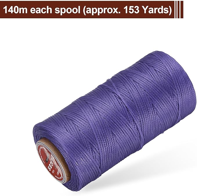 uxcell Flat Leather Sewing Waxed Thread, 140m / 153 Yards Polyester Wax String - Image 3