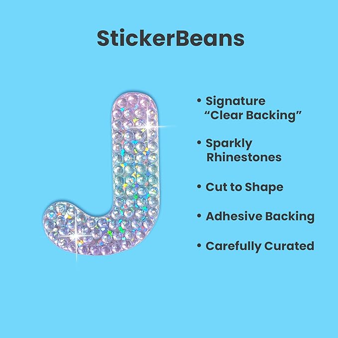 StickerBeans® Rhinestone Alphabet Letter Sticker J - Image 2