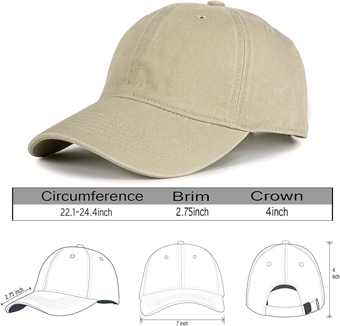 Edoneery Men Women Baseball Cap-Low Profile Adjustable Washed Cotton Golf Dad Hat