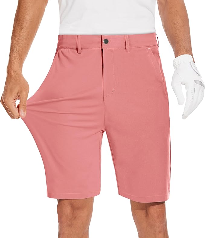JWM Mens 7"/9" Stretch Golf Shorts - Lightweight Hybrid Casual Dress Work Flat Front Shorts with 5 Pockets Quick Dry UPF50