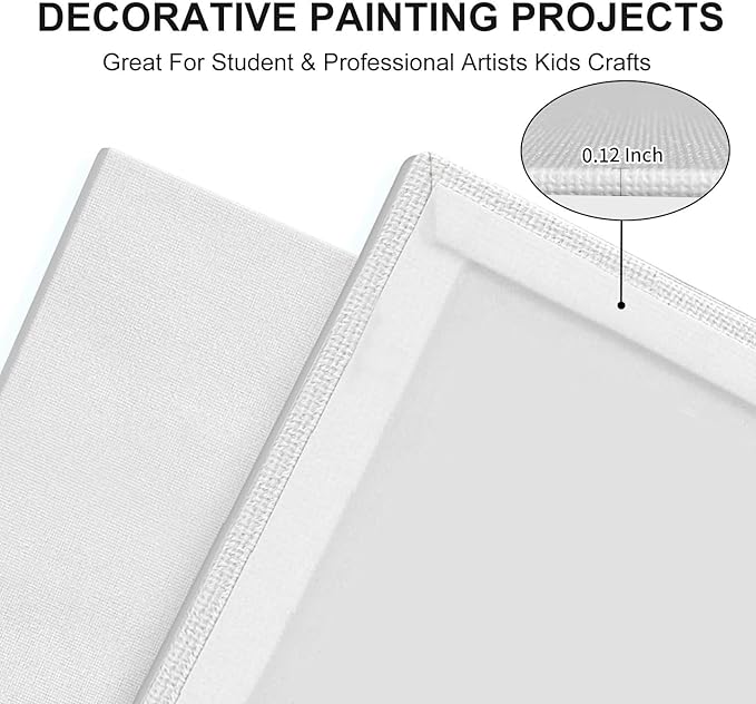 Artkey Canvas Boards 5x7 Inch 12-Pack, 10 oz Primed 100% Cotton White Blank - Image 2