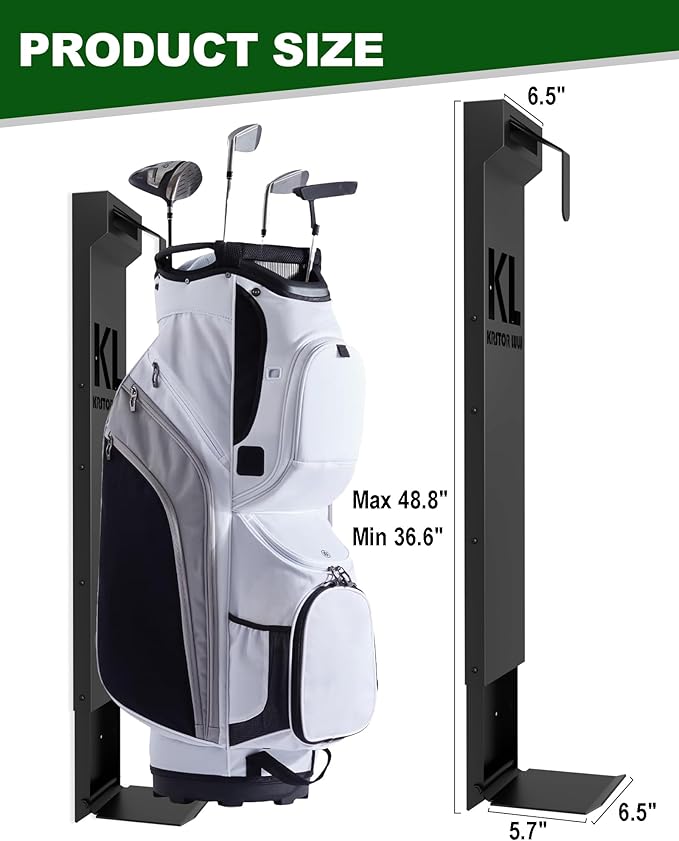 Wall Mount Golf Bag for Garage, Carbon Steel Silent Sliding Rail Golf Bag Holder Wall Mount Rack, Golf Bag Storage Organizer for Golfing Clubs, Home, Basement - 1 Piece