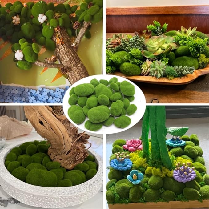 6 PCS Artificial Moss Rocks Decorative, Moss Stones, Fake Moss Decor - Image 4