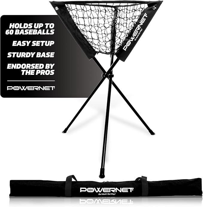 PowerNet Baseball Softball Portable Ball Caddy, Holds Bucket of Baseballs, Softballs, Tennis Balls, Use During Batting Practice Training and Drills