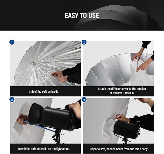 NEEWER 41"/104cm Parabolic Reflective Umbrella Photography - Image 7