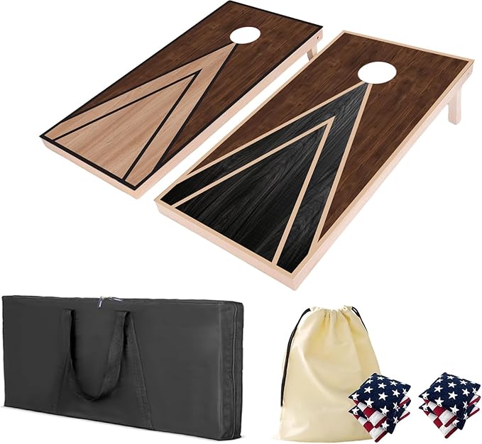 4×2FT Cornhole Board Set, Wooden Corn Hole Games by QZZIZ