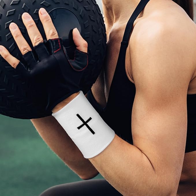 Viorawhite 12 Packs Faith Cross Sports Wristbands for Men Women Christian Faith Absorbent Sweat Band Religious Wrist Bands for Baseball Football Basketball Running Gym Working Out