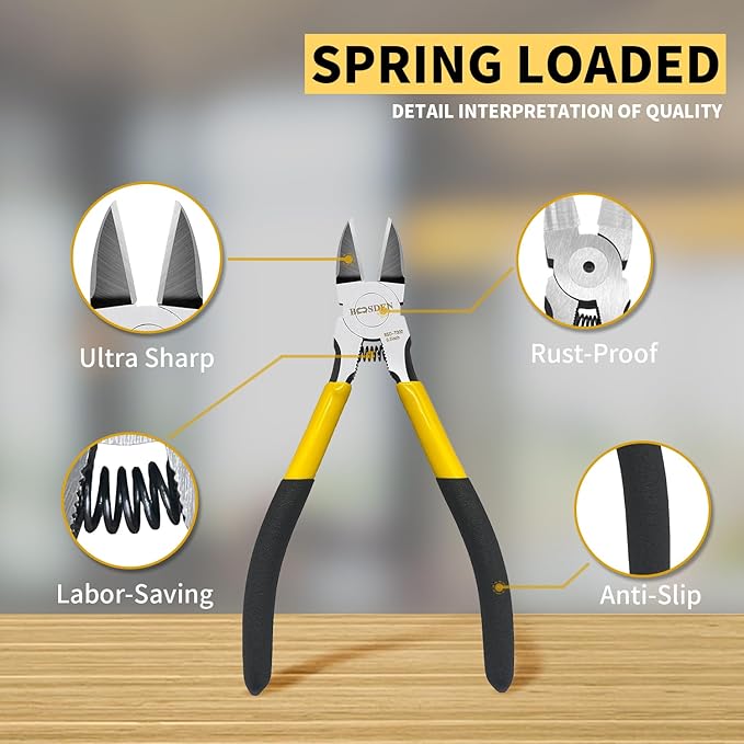 Wire Cutters 5 Pack, 6 inch Flush Cutters, BOOSDEN Spring Loaded Cutting Pliers - Image 3