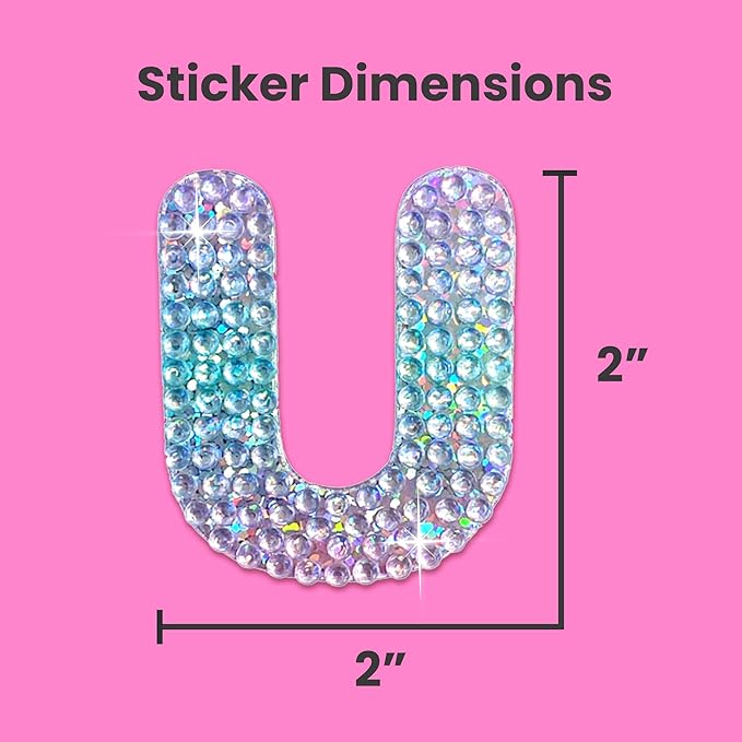 StickerBeans® Rhinestone Alphabet Letter Sticker U - Image 4