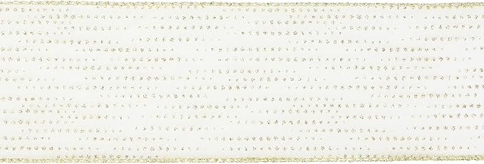 MEEDEE Glitter Gold Wired Ribbon 2.5 Inch Horizontal Stripes Polka Dot - Image 8