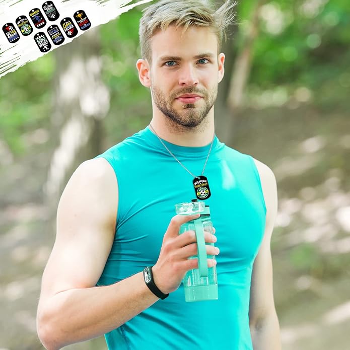 Moukeren 24 Pcs Motivational Dog Tag Necklaces Acrylic Dog Tags with Metal Beaded Chain Encouraging Cheerleaders Gifts for Team Favors
