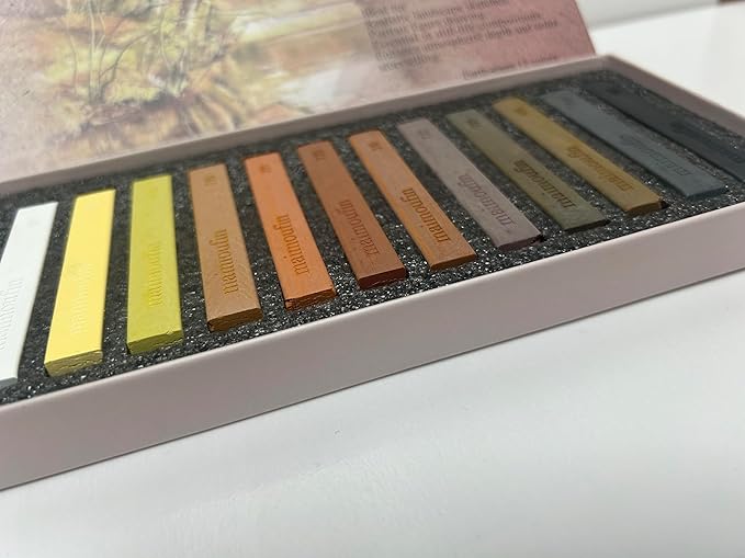 12-Pack Earth Tone Square Soft Pastels Water-Soluble Blendable Artist Drawing - Image 3