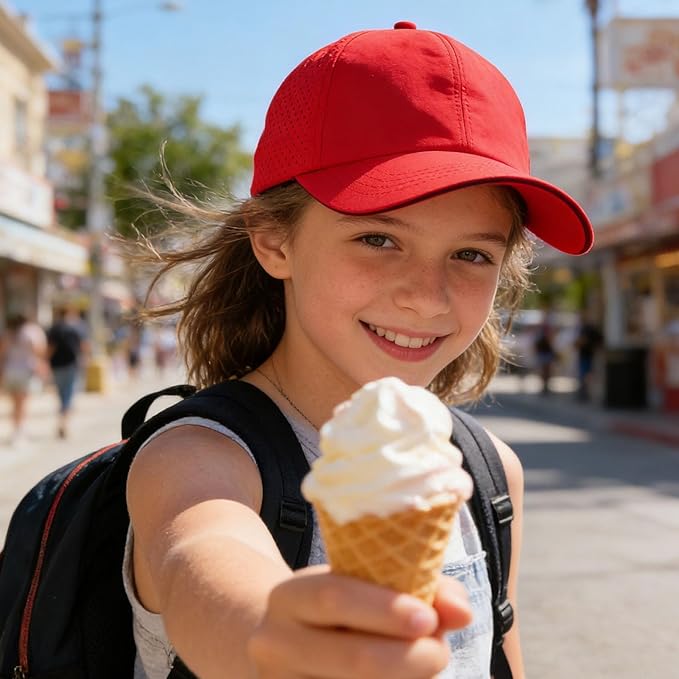 Girls Criss Cross Ponytail Hat Mesh Baseball Cap Kids Quick Dry Ponycap Hats Outdoor Summer Sports Hat Age 7-12