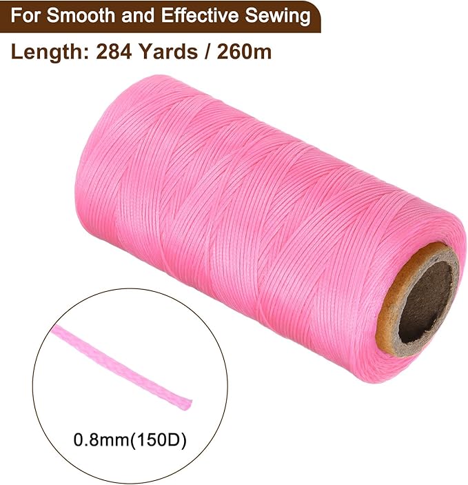 uxcell Leather Sewing Waxed Thread, 284 Yards / 260m 0.8mm 150D Flat Polyester - Image 2
