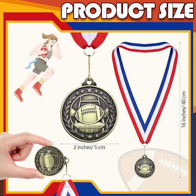Misdary 12 Pack Medals with Neck Ribbons Team Participation Trophies for Kids Sports Awards Party Favors for Sports Competitions Celebration Gift