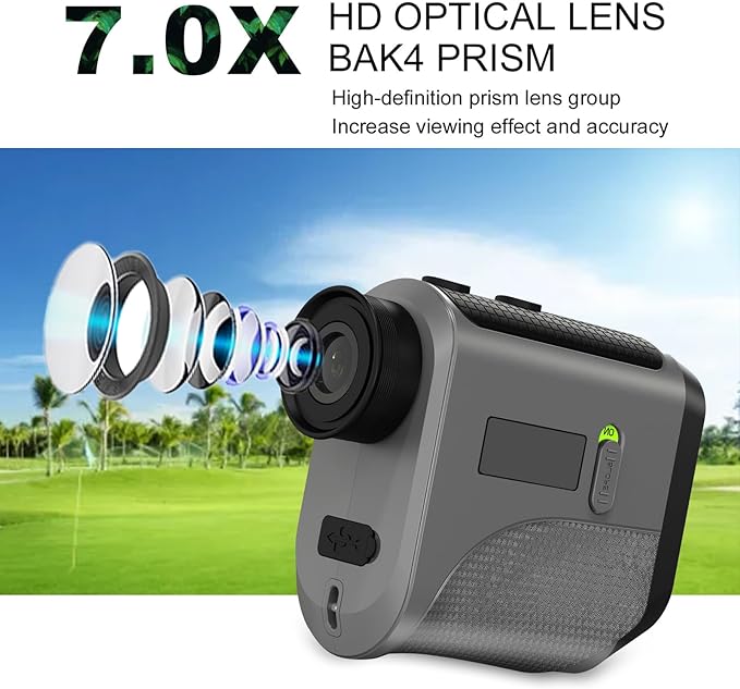 1200Yards Range Finder Golf with Slope, 7X Magnification Range Finder, Lightweight Portable Rechargeable Rangefinder, Flag Lock Vibration, Switch for Legal, Range Finders for Hunt Golf Accessory(Grey)