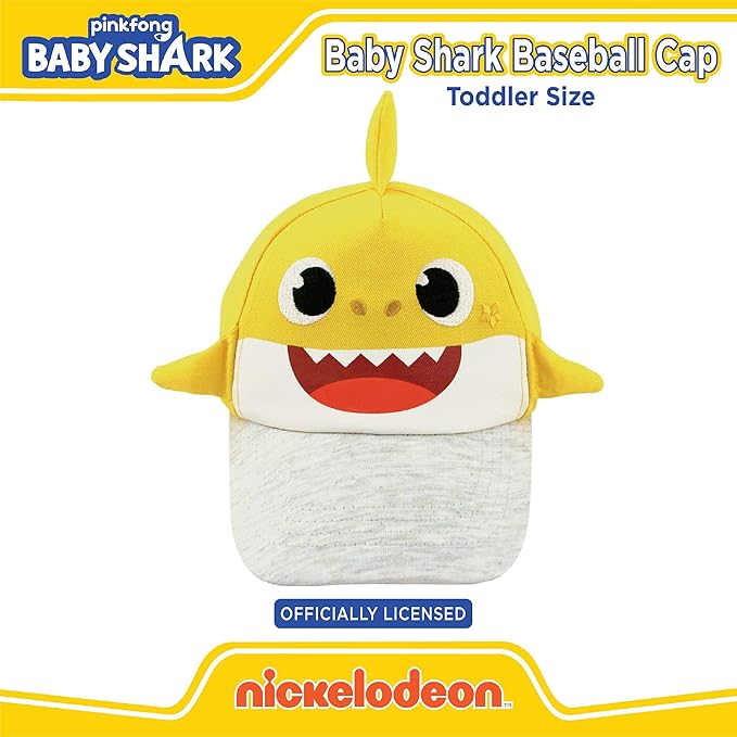 Pinkfong Boys Baseball Cap, Baby Shark Adjustable Toddler Hat for Ages 2-4