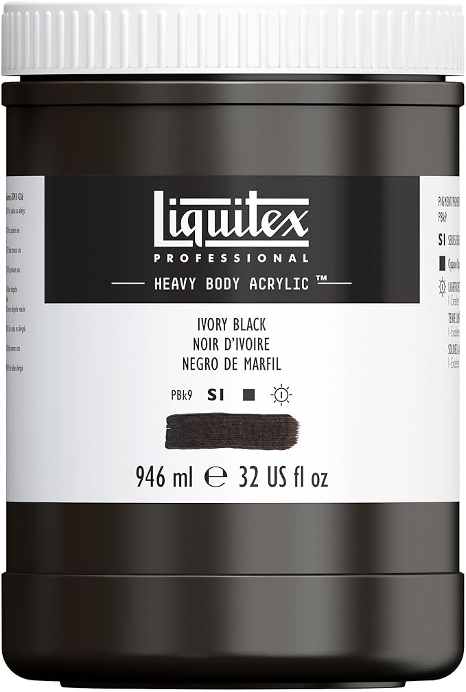Liquitex Professional Heavy Body Acrylic Paint, 32-oz Pot, Ivory Black by Liquitex