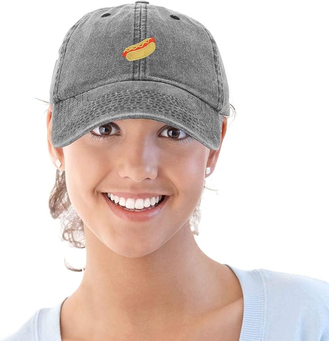 DALIX Hot Dog Hat Embroidered Mens Womens Baseball Cap