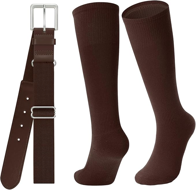 Baseball Socks and Belt for Youth Adult Softball Socks Combo Elastic Waist Belt for Men Kids Boys Girls Women JASGOOD