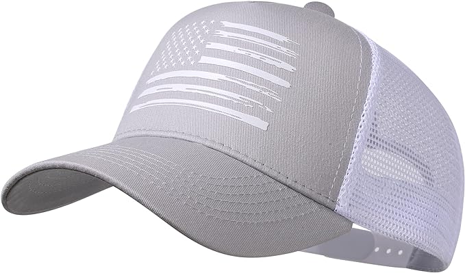 Baseball Cap, American Flag Trucker Hat for Men Women, Breathable Adjustable Fit Outdoor Mesh Snapback Hats