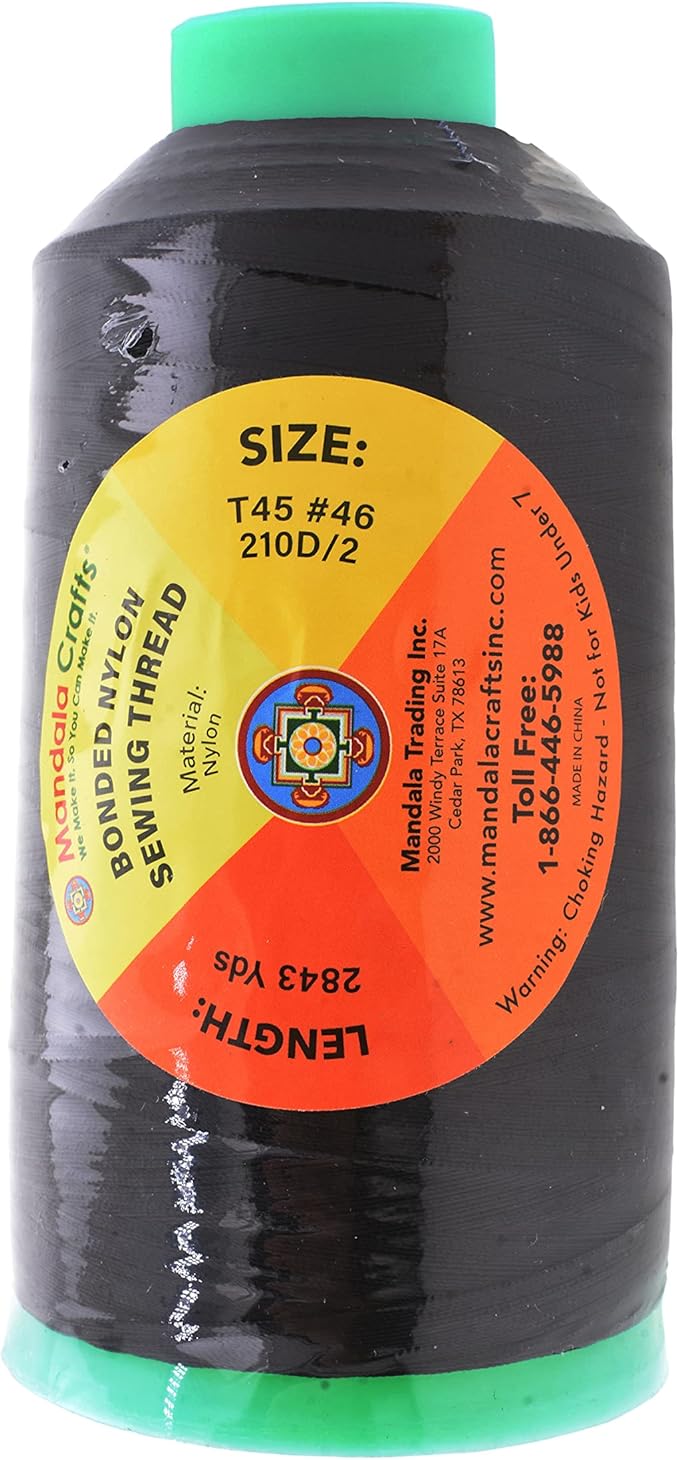 Mandala Crafts Bonded Nylon Thread Black Heavy Duty Sewing Threads - Image 3