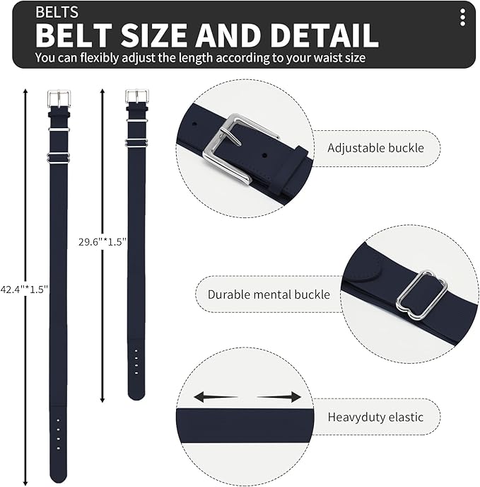 QBK Youth Baseball Socks & Belt Combo Set for Kids 2-16 Years -Softball/Tee Ball Accessories (1 Pair + 1 Belt, Unisex)