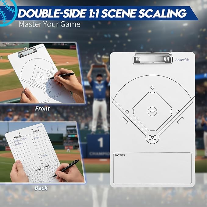Baseball Lineup Board, Premium Baseball clipboard for Coaches, Waterproof Softball Lineup Boards for Dugout, Double-Sided Softball Lineup Board for Dugout with Tactics Field & Lineup Planner
