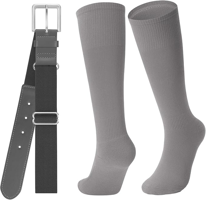 Baseball Socks and Belt for Youth Adult Softball Socks Combo Elastic Waist Belt for Men Kids Boys Girls Women JASGOOD