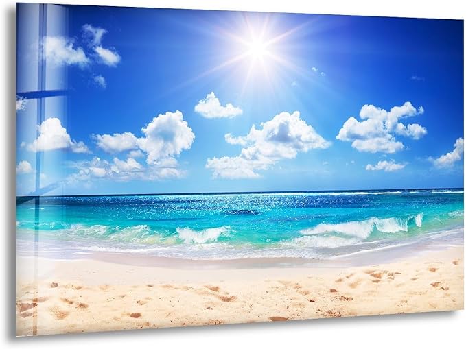 My Photostation.com 30Wx24H'' Summer Beach Landscape Glass Wall ArtTempered by MyPhotostation