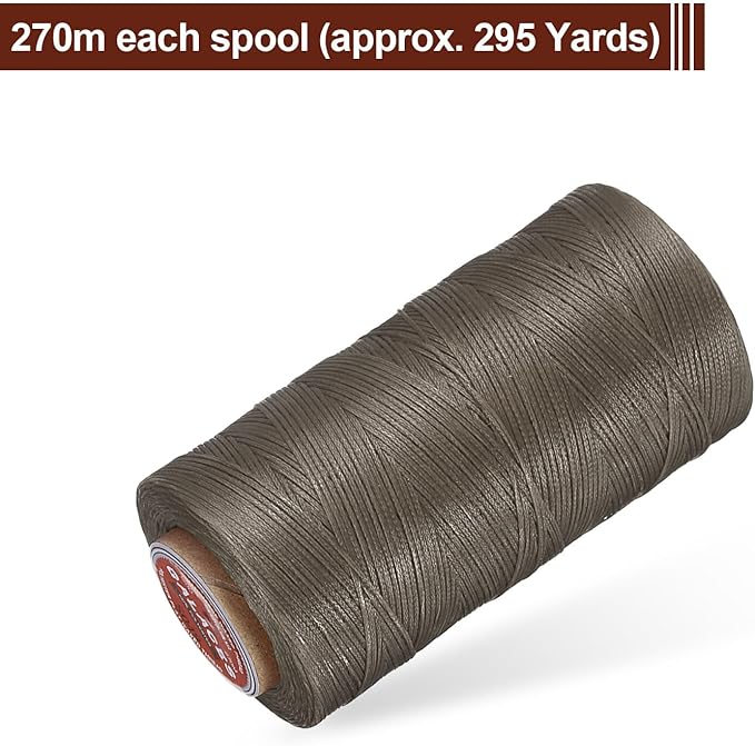 uxcell Flat Leather Sewing Waxed Thread, 270m / 295 Yards Polyester Wax String - Image 3