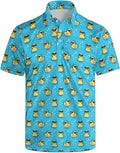 HUURAY Funny Golf Polos for Men Funny Print Short Sleeve Shirts Quick Dry Polo Shirts Hawaiian Shirt Performance Golf Outfits