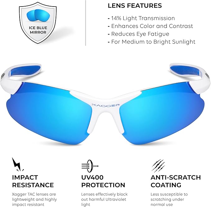 Xagger Kids Youth Polarized Sports Sunglasses for Boys Girls Baseball Softball Glasses TR90 Frame