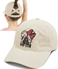 Baseball Caps for Girls Kids Cute Graphic Ponytail Hat Trucker Fashion Acid wash Hats Fun Adjustable Criss Cross Cap