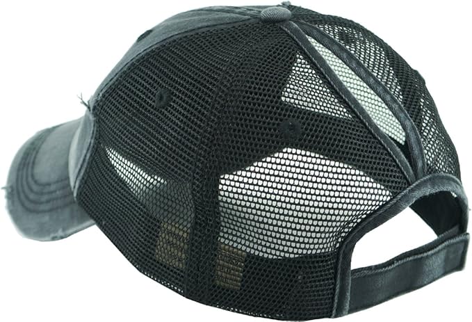 Classic Plain Ponytail Messy High Bun Headwear Adjustable Cotton Trucker Mesh Glitter Hat Baseball Cap
