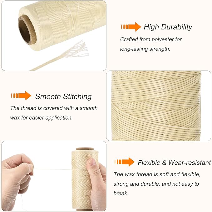 MECCANIXITY Waxed Thread, 197 Yard 1mm 210D Flat Wax Thread Polyester Waxed - Image 3