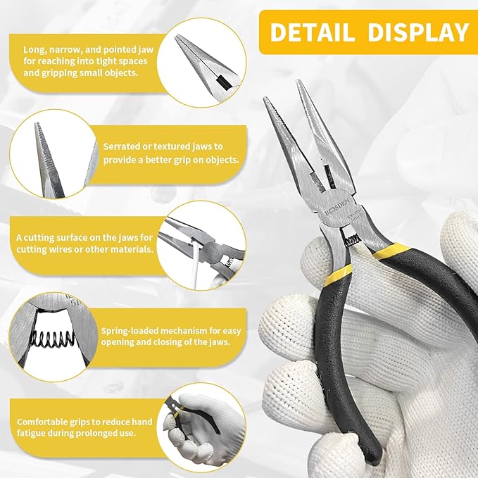 BOOSDEN 5" Small Needle Nose Pliers, Mini Needle Nose Pliers, Micro Needle Nose - Image 3