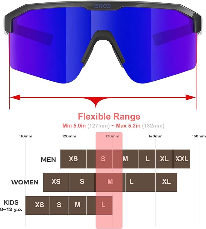 Eazyrun Kids Polarized Sports Sunglasses for Age 8-12 Youth Baseball Softball Cycling Glasses UV Protection for Boy Girl