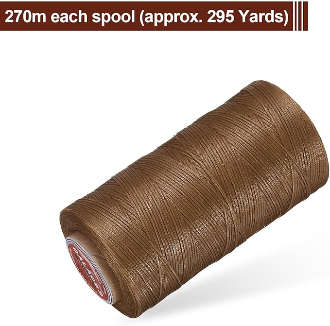 uxcell Flat Leather Sewing Waxed Thread, 270m / 295 Yards Polyester Wax String - Image 3