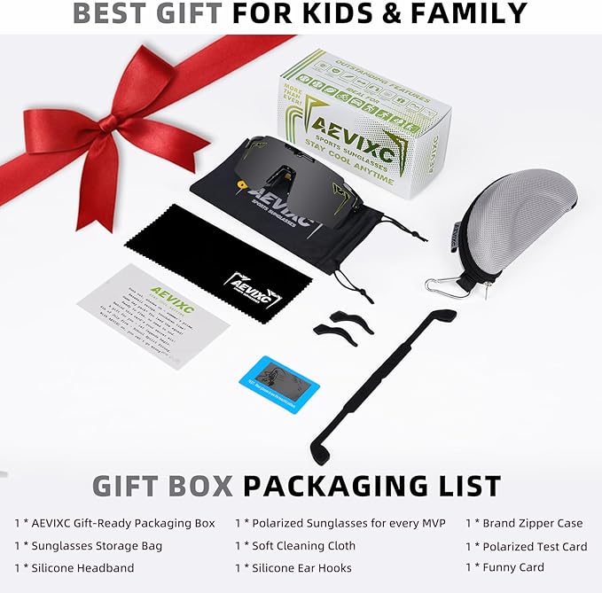 2-Sizes Kids Youth Baseball Sunglasses Men Women Vipers Sunglasses Softball Boys Girl True Polarization &UV Protection